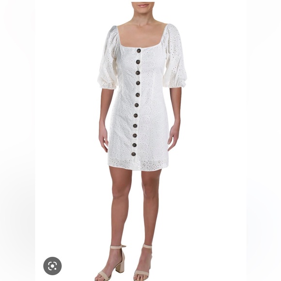 Sage The Label Okeefe Cotton Eyelet Puff Sleeve Mini Sz S NWT - Picture 3 of 9